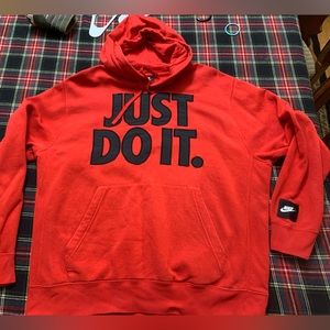 Mens Size Large Nike Just Do It Red & Black Hoodie Sweater